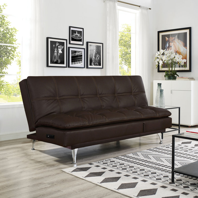 Serta Marie 78.9 Faux Leather Tufted Convertible Sleeper Sofa